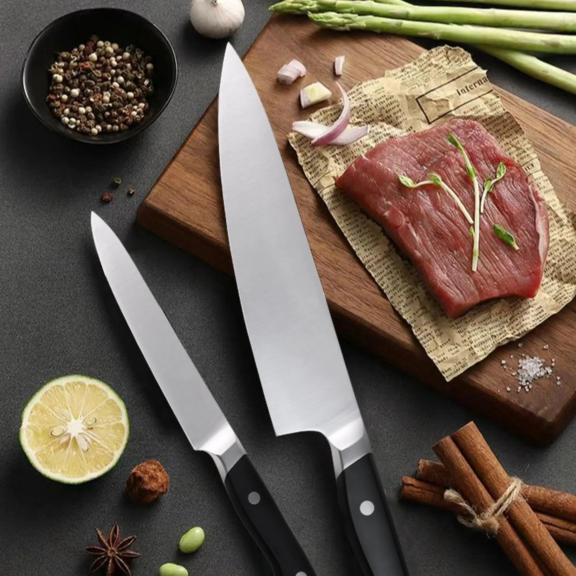 TUOBITUO Factory Knives Sharp Wholesale Forged German Steel 5Cr15Mov Kitchen Chef knife Set With ABS Handle