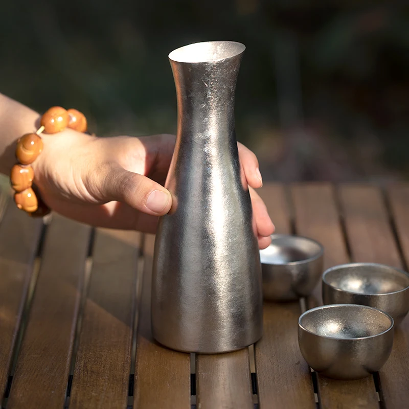 Titanium Japanese Sake bottle 450ml /94.5g Vintage vintage wine set barware set sake wine japanese for drinking