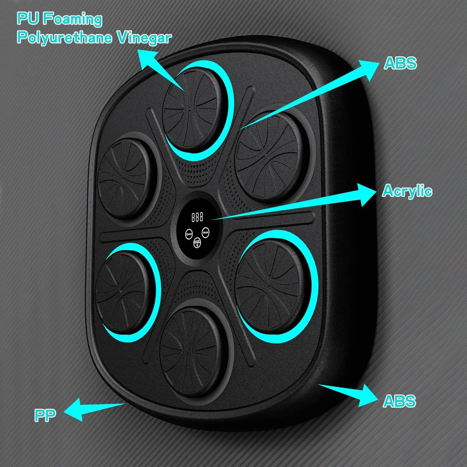 Wellshow Sport New Model Music Boxing Machine Bluetooth Training Machine with LED Electronic Wall Mounted