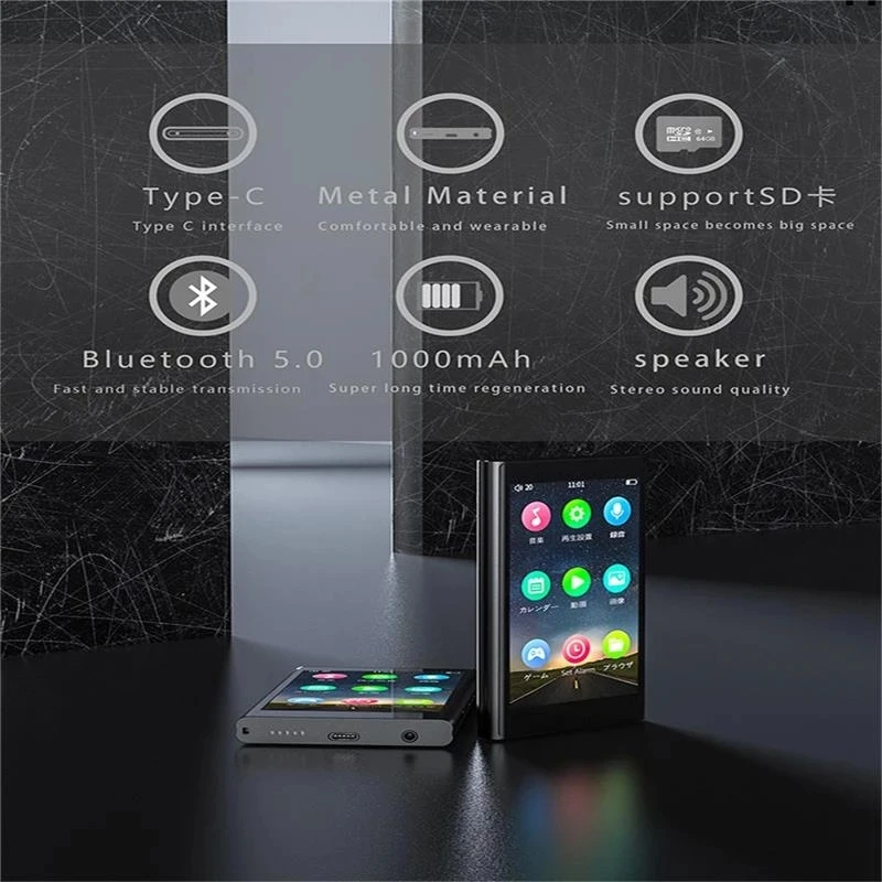  RUIZU H10 металлический MP4-плеер BT 5 0 встроенный динамик с 3 8 дюймовым сенсорным экраном 16 Гб/32 Гб музыкальный плеер Радио Запись электронная книга