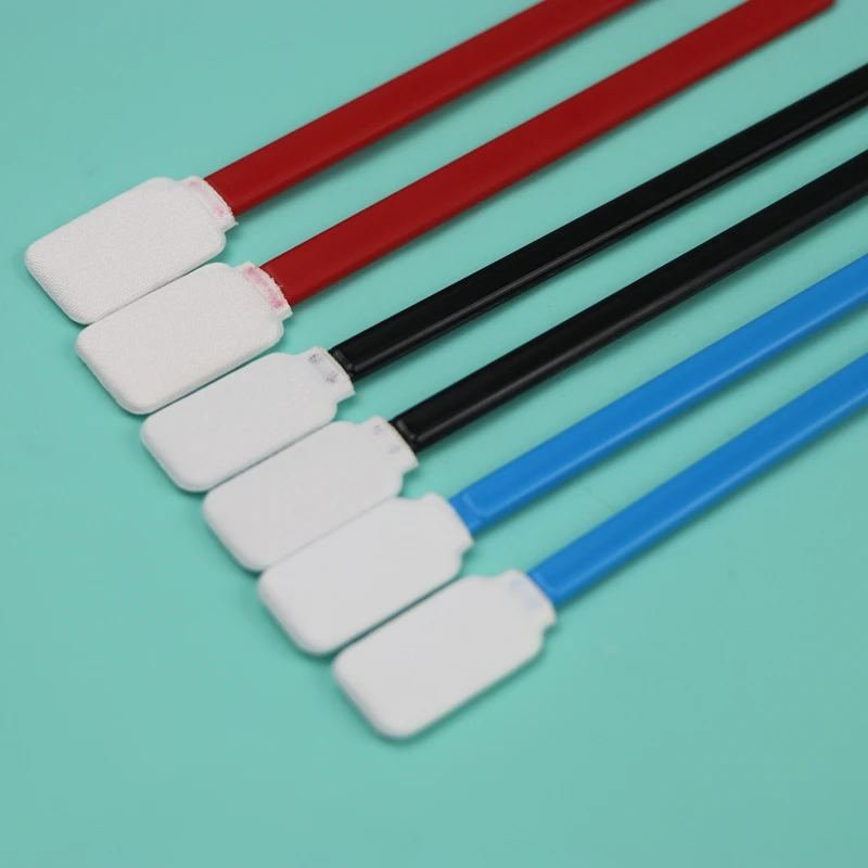 714 Lint Free Microfiber Swab with Red Handle Flat Rectangle Polyester Swab Car Cleaning Cotton Bud