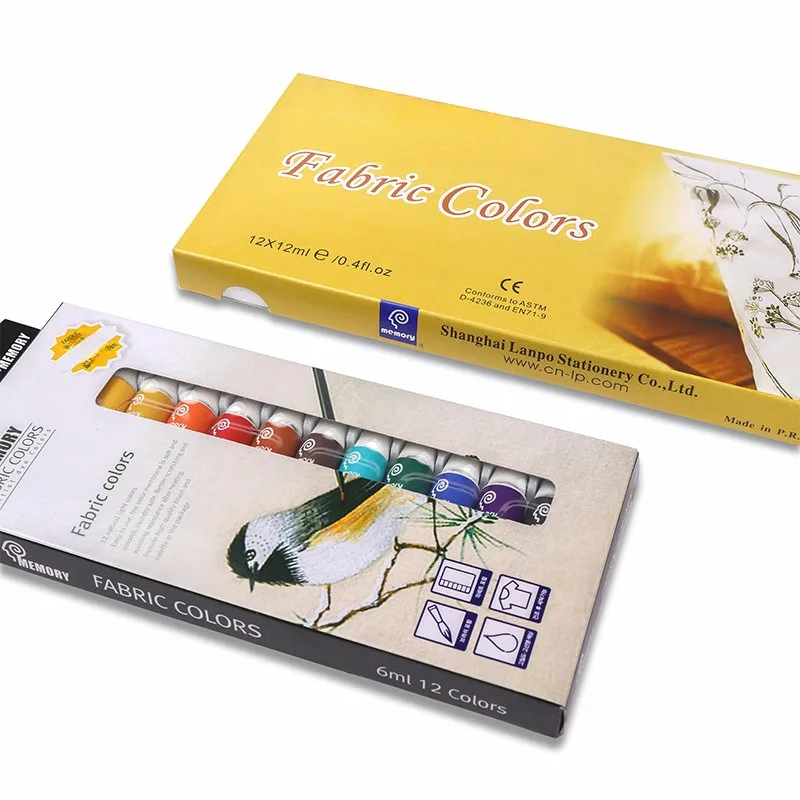 12 colors 12ml hand-painted textile fiber pigment set is not easy to fade DIY hand-painted clothes