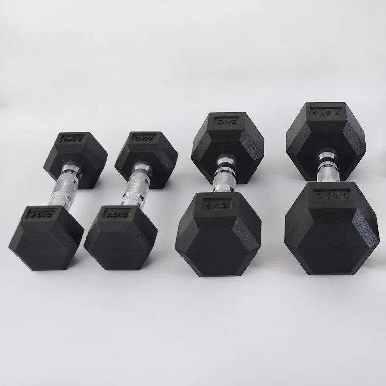 Gym Hex Rubber Dumbbell Cast Iron Dumbbell Set