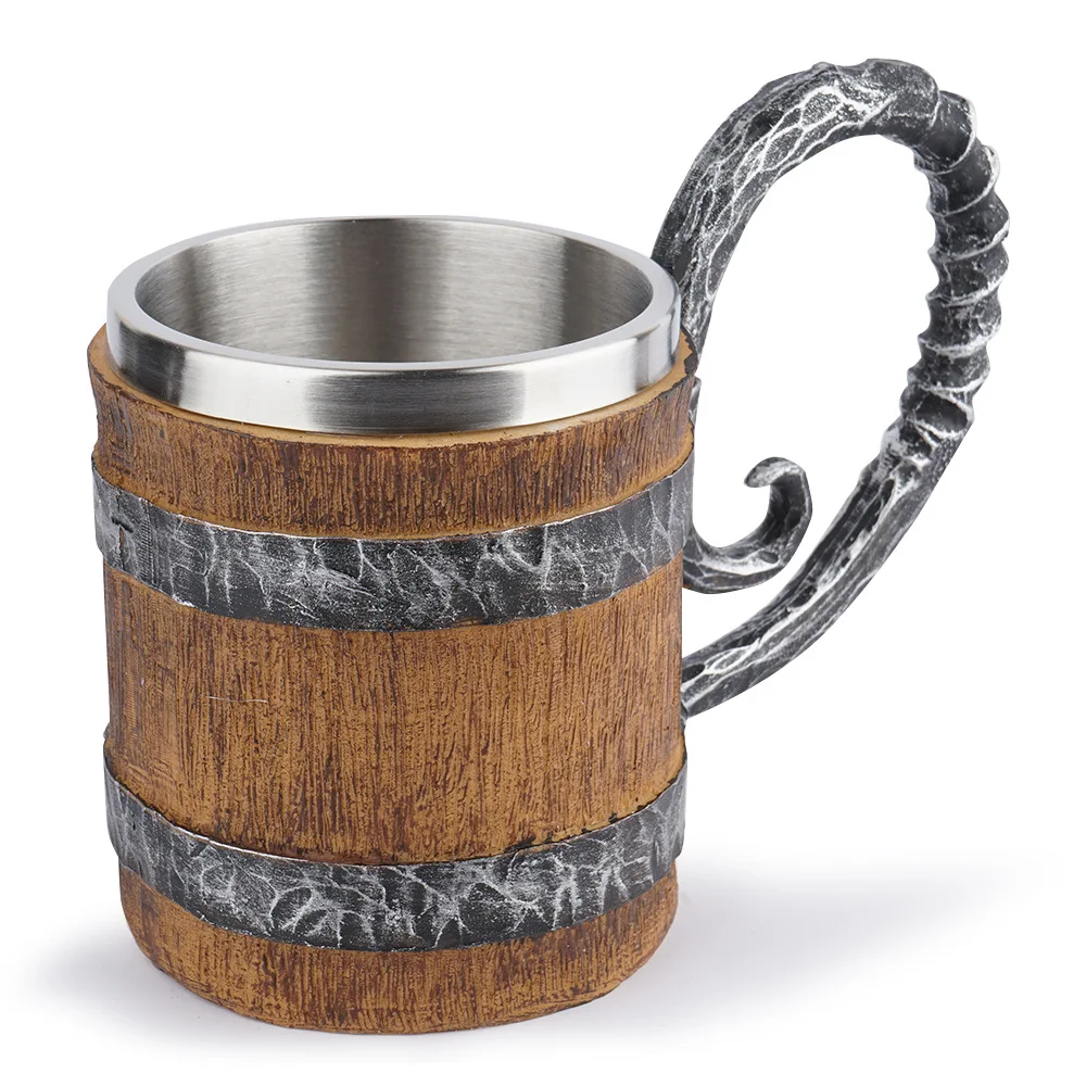 Middle Ages Vikng Pirate Coffee Mugs Stainless Steel 3d Resin Cups And Mugs Copo Tankard Beer Wine Big Capacity Cup Caneca