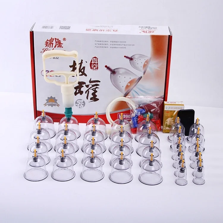 JK-32 Traditional Physical Cupping Therapy Equipment Plastic Cupping cups 32 Cups Hijama cupping set