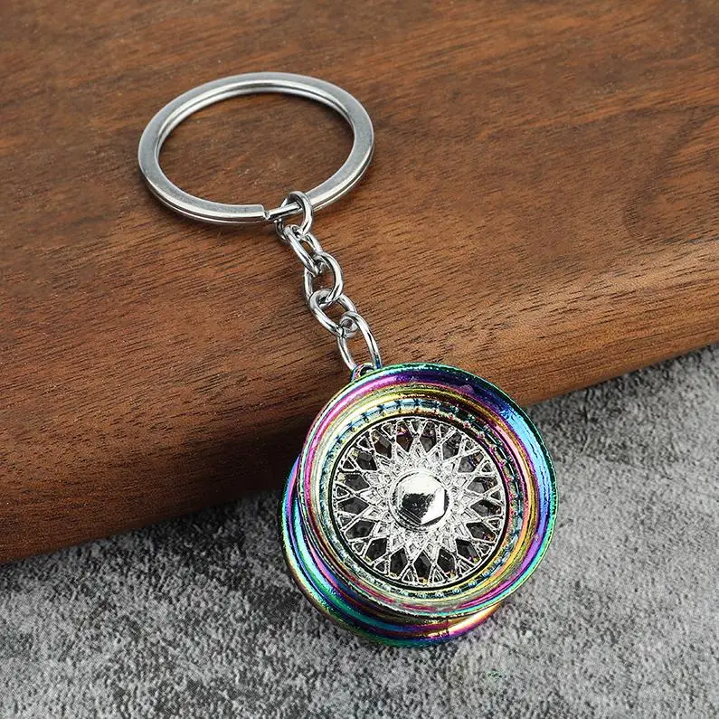 Car Rims Key Chain Turbo Shock Absorber Gear Brake Disc Wheel hub metal Rim Keychain