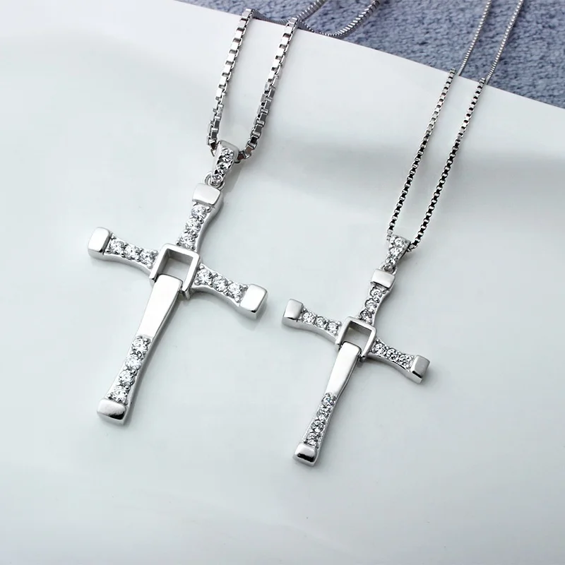 Custom fashion jewelry 925 sterling silver fast and the furious cross pendant necklace