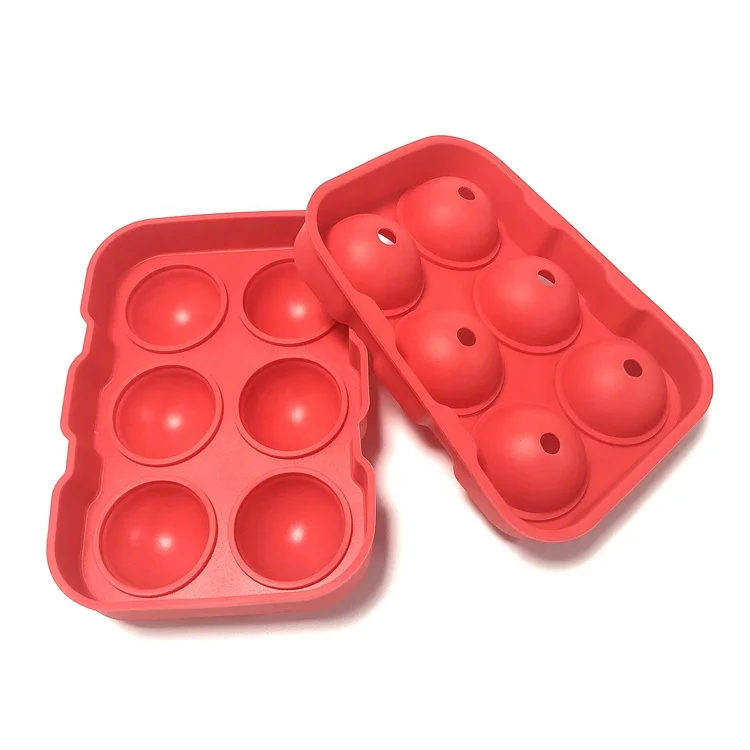 Manufacturers 6 silicone ice mold ball 6 hole round ice hockey silicone six ice hockey mold ball