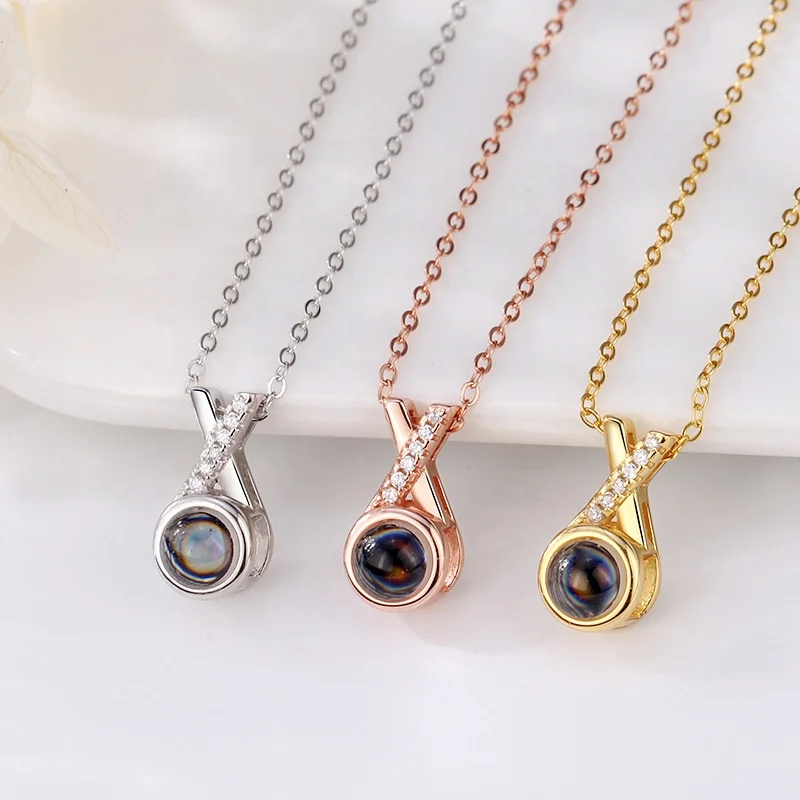 X Initial Letter Necklace Best Friend Photo Custom Projection Necklace Dropshipping Service Fast Delivery Fashion Jewelry