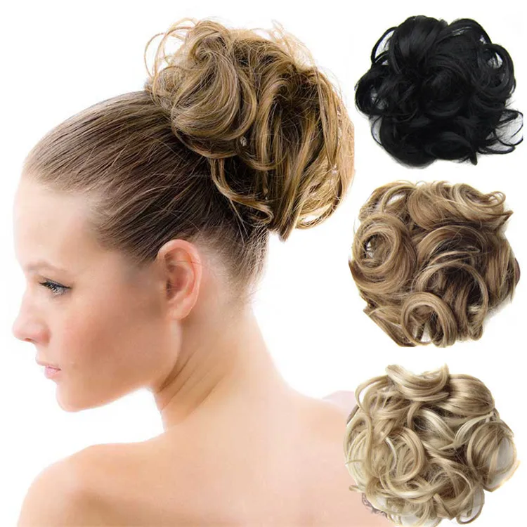 2024  hot Women  synthetic Synthetic  Curly Chignon Hair Extension Clip In Hair Women fiber Hairpiece