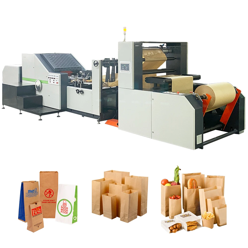 ROKIN BRAND Fully Automatic Twisted Handle Square Bottom Kraft Paper Bag Making Machine