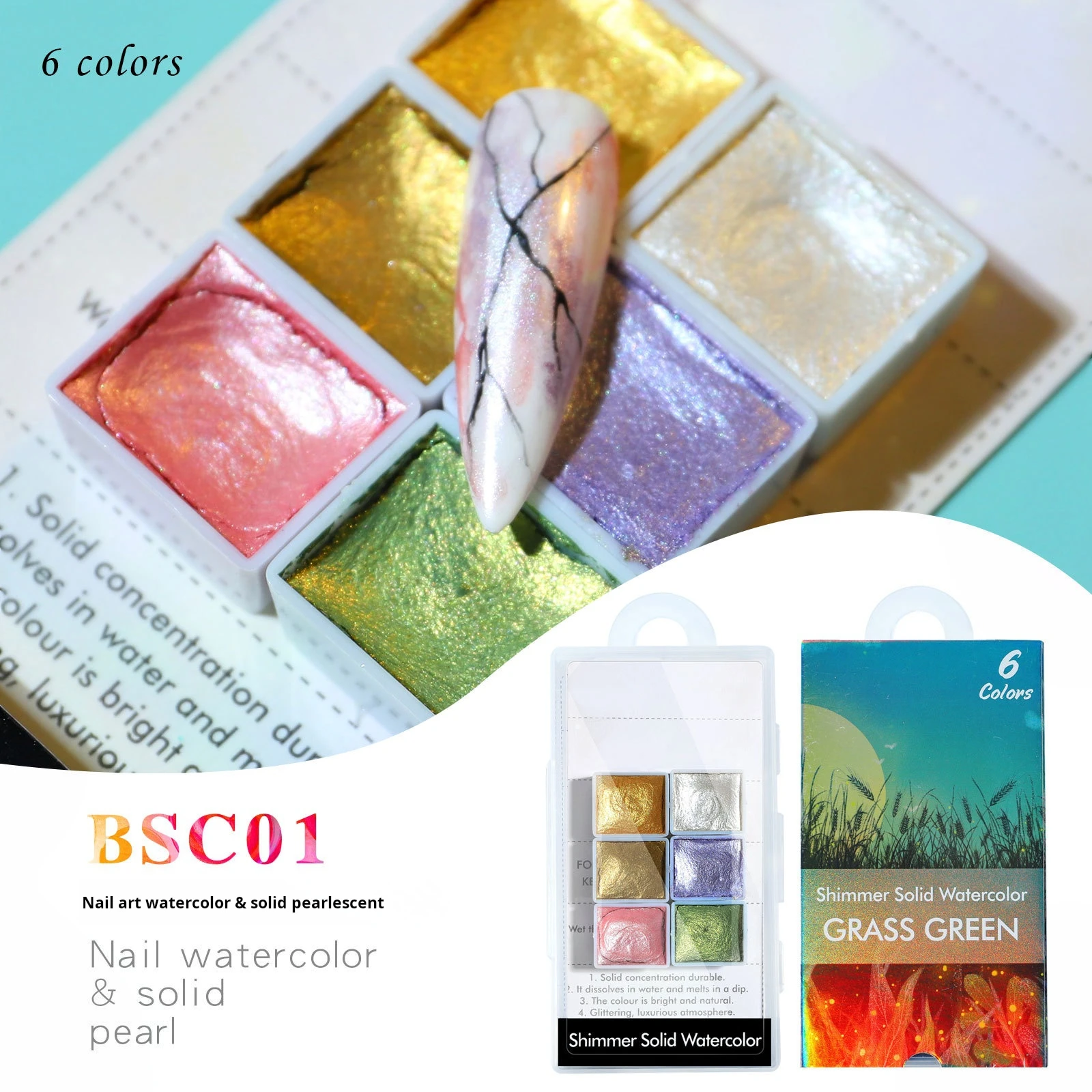 New 12 Colors Solid Watercolor Paint Shimmer Flash Retro  Metal Macaron Candy Colours Set for Art Painting Nail Design