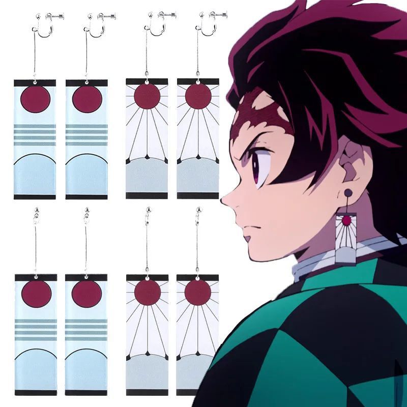 New Style Demon Slayer Kimetsu No Yaiba Kamado Tanjirou Acrylic Anime Earrings