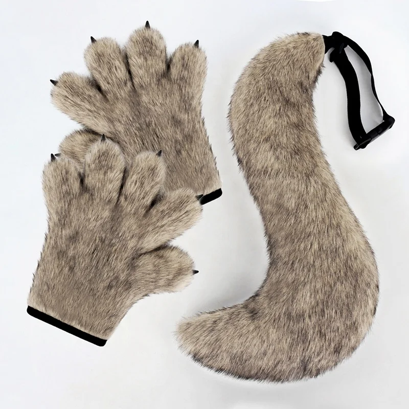 Hot Selling Costume Anime Cosplay Accessories Animal Sexy Fox Tail Faux Fur Tail Fox Tail Bear Paw Gloves