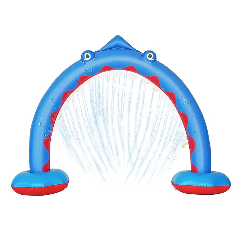 Hot sale Outdoor Backyard Summer Water Toys Inflatable Shark Mouth Arch Sprinkler for Kids