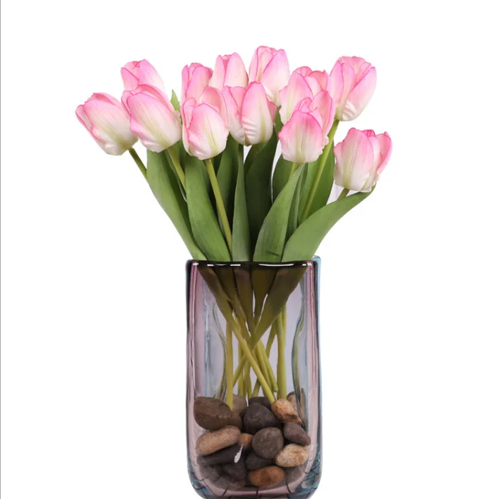 Hot Selling Artifical Tulips flower real touch flower white silk tulip flowers bulbs for home chair Decoration
