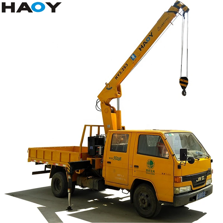 2 ton 3 ton mini crane tuck crane  grua with  remote control mobile straight boom truck mounted crane