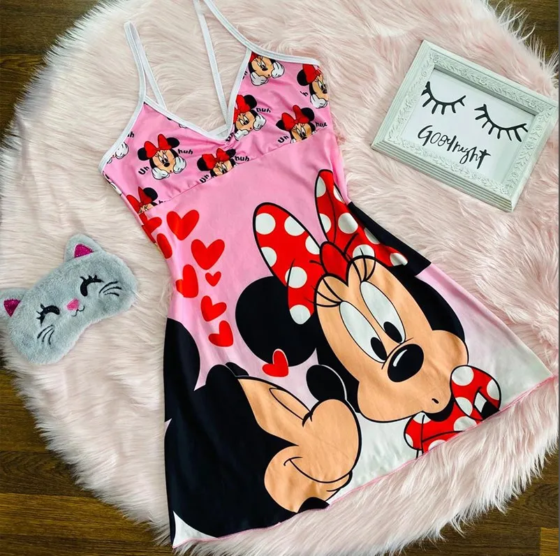 Hot Selling European And American Mickey Cartoon Mid-Length Women T-shirt Dress
