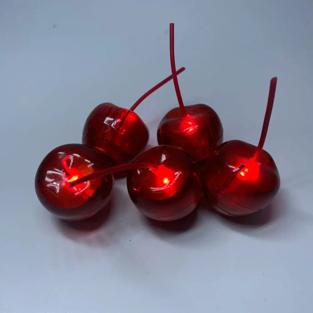 Waterproof Cherry Shape Plastic Glow In The Dark LED Light Up Ice Cube For Nightclub Party Bar Wedding