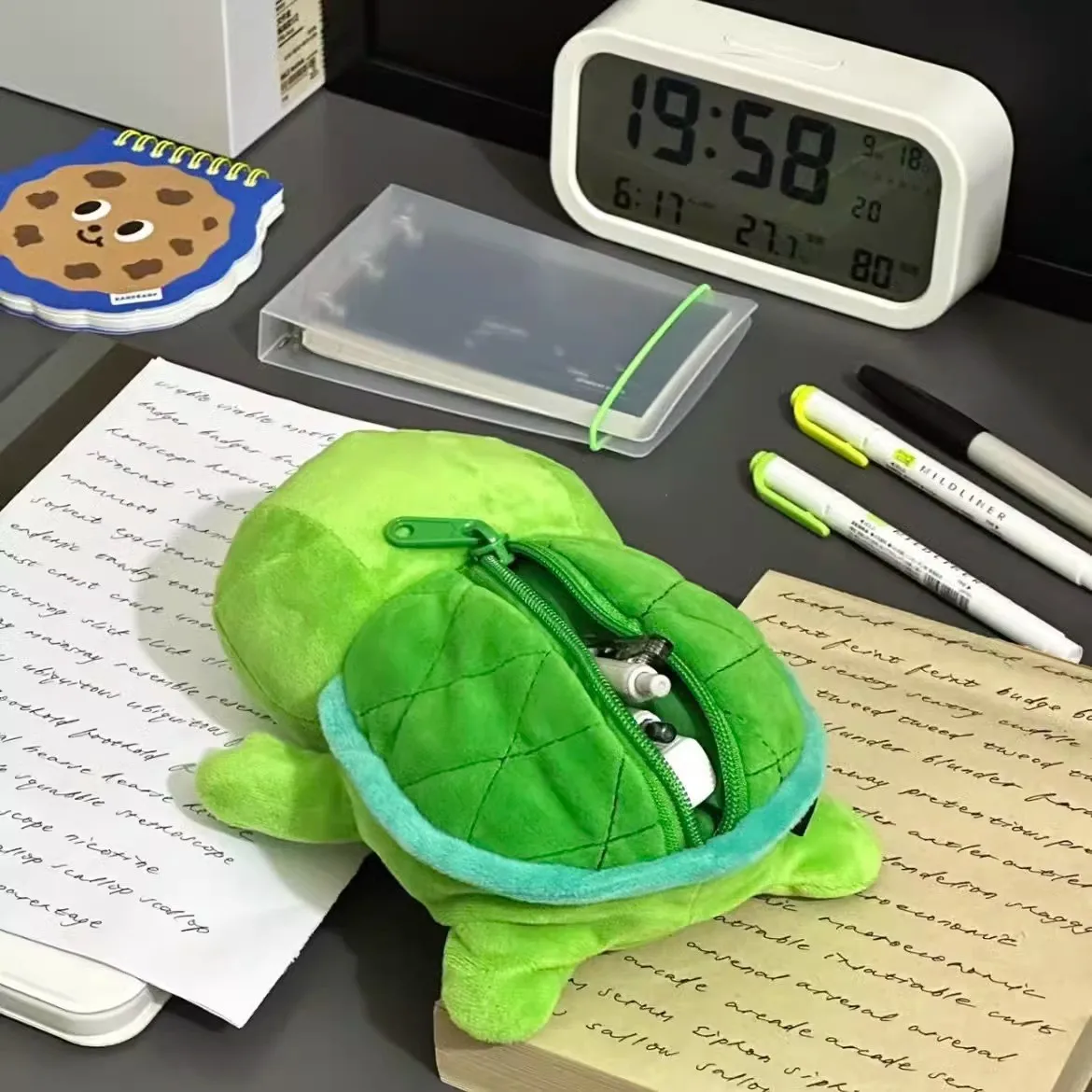 Stuffed animal toy custom funny little turtle plush doll pencil case student cute decompression storage stationery box