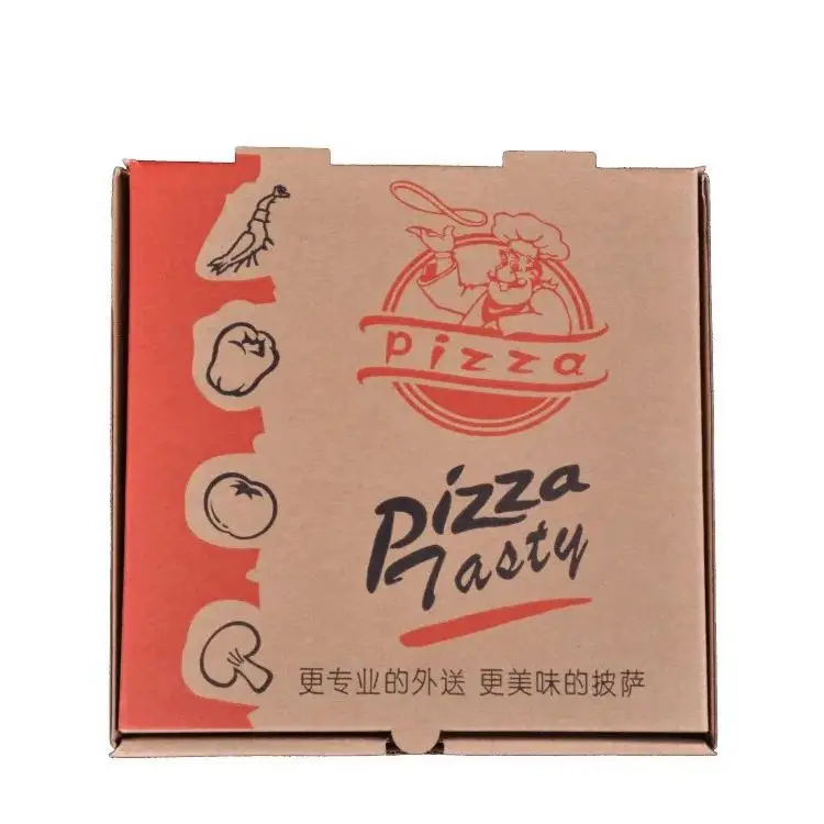 2024 Wholesale Custom Logo Printing Brown White Corrugated Pizza Packing Paper Carton Box