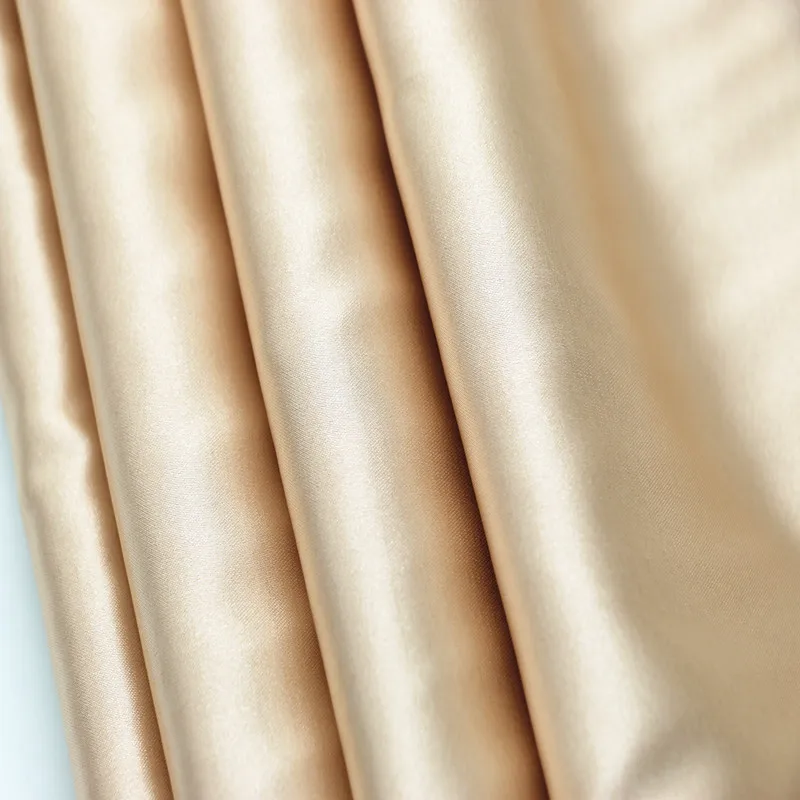 Heavy Weight Thick Glossy polyester bright shinny spandex satin fabric for evening dress