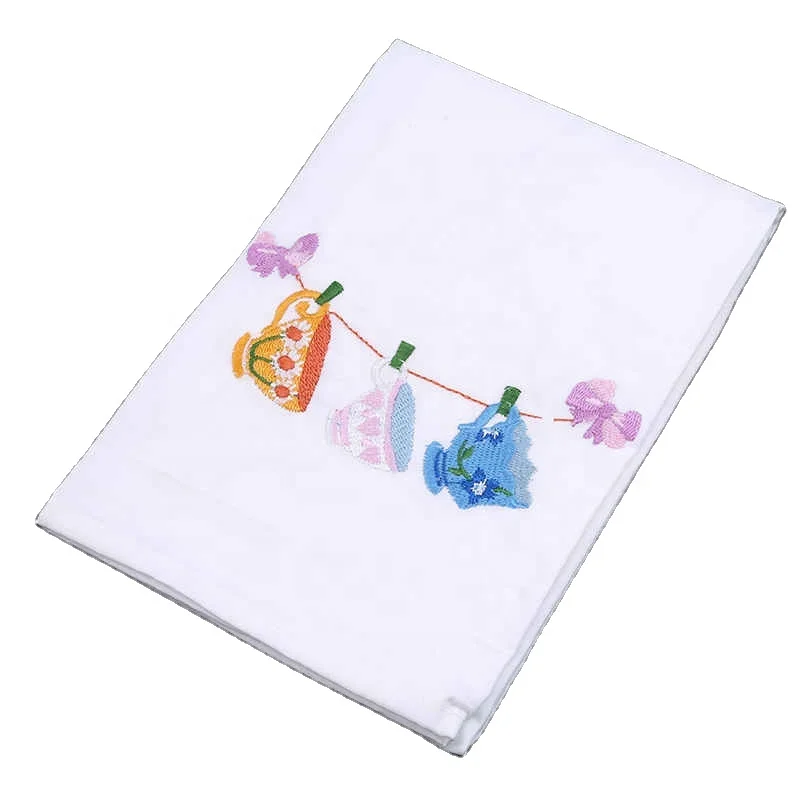 Cotton Plain Tea Towel Glass Concise Upscale Table Napkin Handmade Embroidery Wedding Serviette Super Absorbent Home Decoration