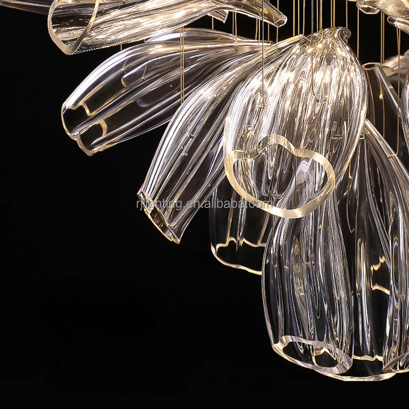 modern customize hotel lobby duplex villa living room lights glass pendant led foyer chandelier