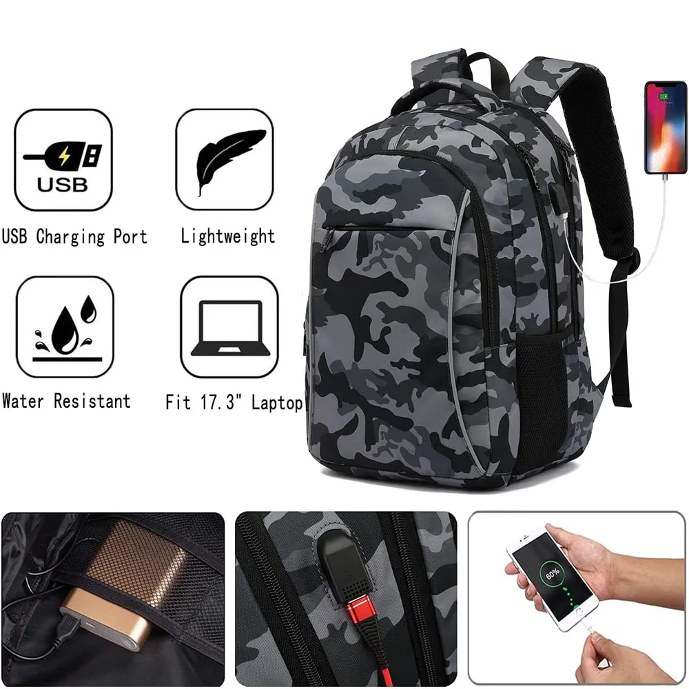 Wholesale Sport School Bag Casual Sport Laptop Backpack with USB Hiking Camping Travel Custom Logo Nylon Customized Logo CN;FUJ