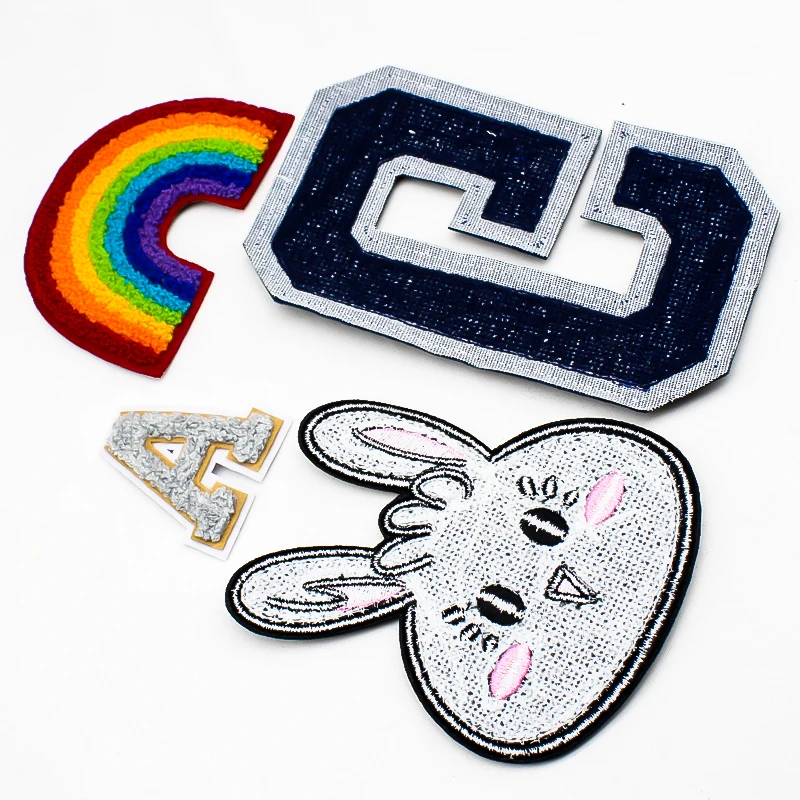 Custom Sustainable Embroidered Chenille Patches Iron-On Woven Keychain for Clothing Custom Embroidery Patch