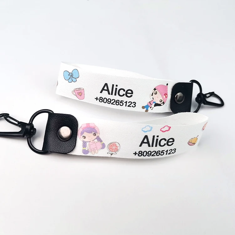 Оптовая продажа, индивидуальная детская идентификационная этикетка, мультяшный узор, черная пряжка с именем