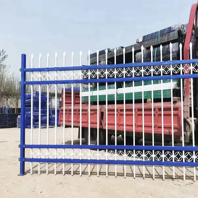 Custom galvanized steel wrought iron fence rust-proof pipe picket fence Security carbon metal multi-color wrought iron fence