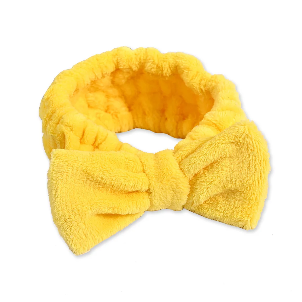 Spa Headband Bow Hair Band Women Facial Makeup Head Band for washing face Coral Fleece Bow Head Wraps for Washing Face Shower