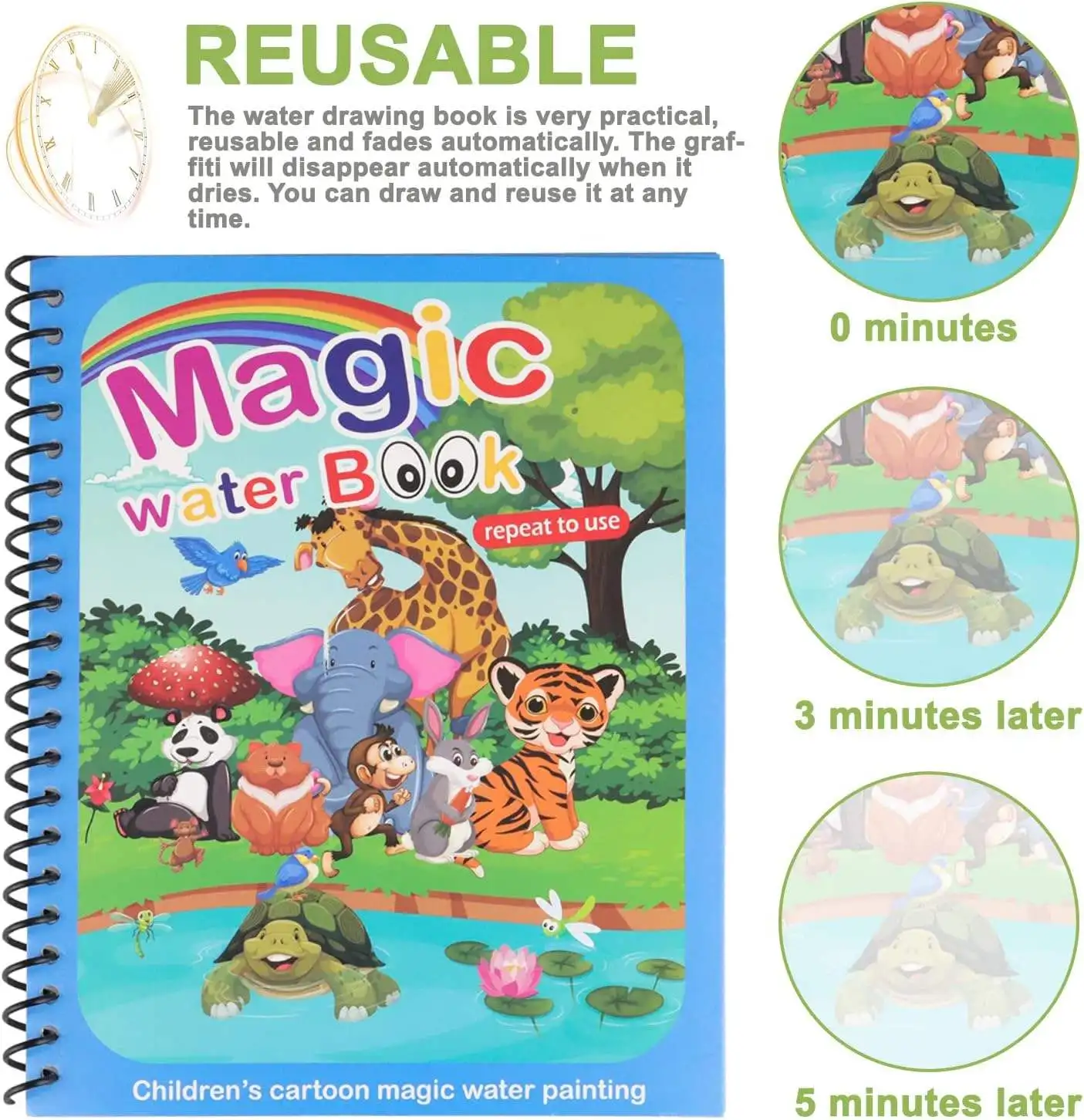 Reusable Doodle Magic Water Coloring Book Water Paint Books with Pen