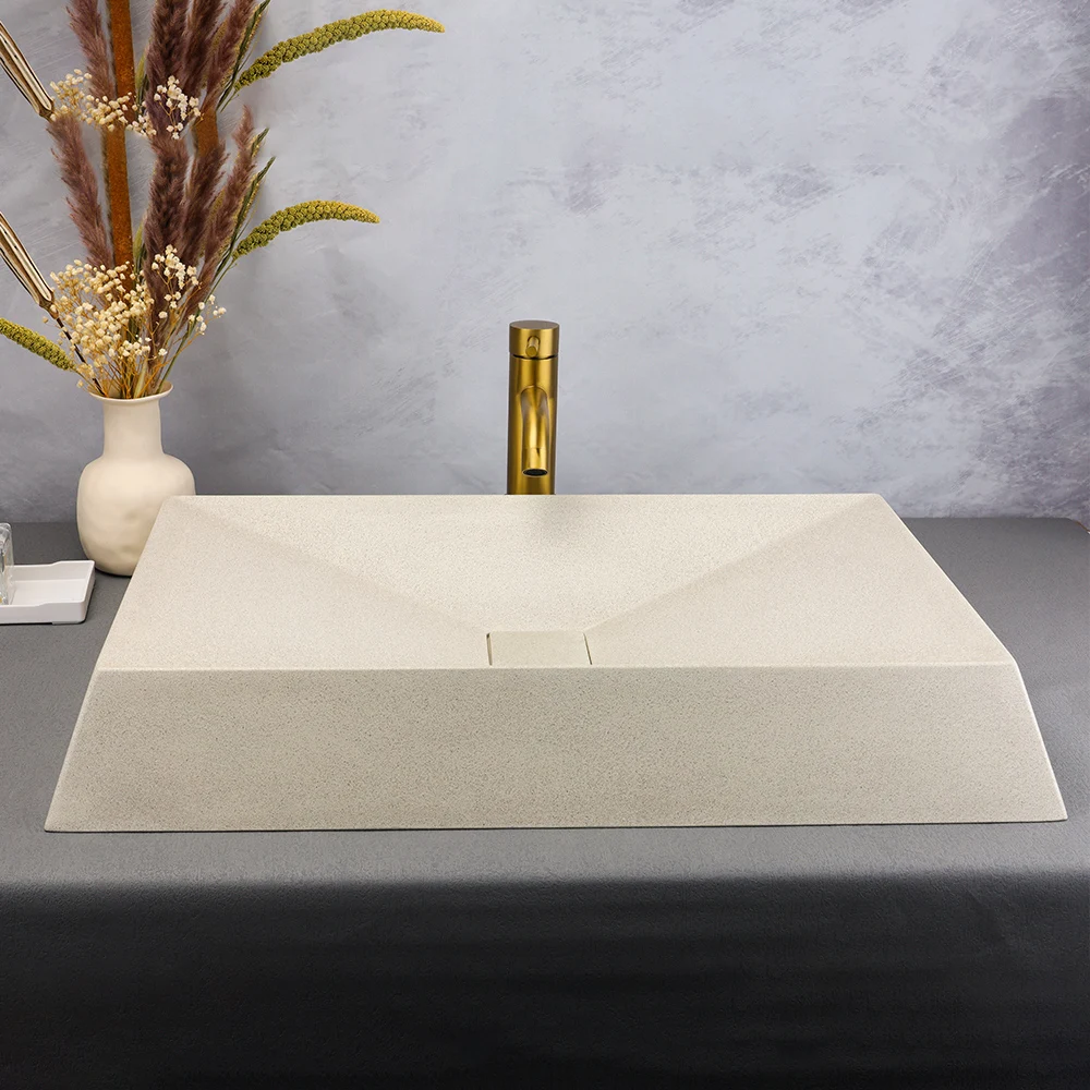 OEM wholesale hotel modern rectangular concrete bathroom vanities basin container bathroom vanities sink
