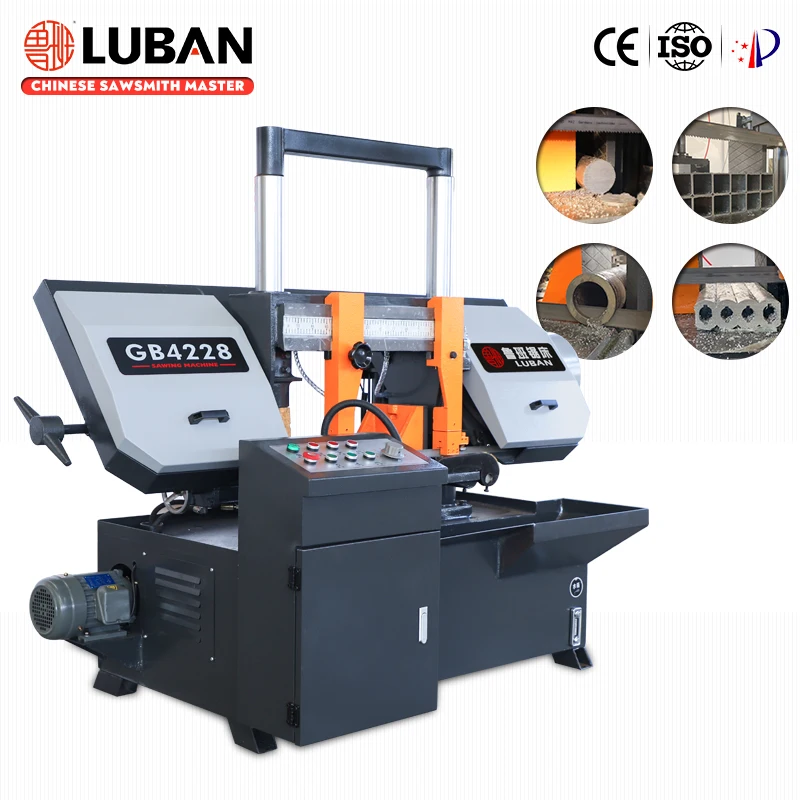 LUBAN Прямые продажи Ручной ленточнопильный станок GB4228 горизонтальная Полуавтоматический ленточнопильный станок