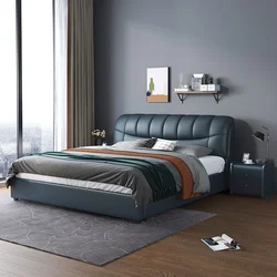 HANYEE Custom light luxury  leather bed with storages double wedding bed furniture