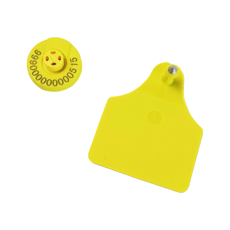 100PCS In One Bag Plastic Cattle Pig Sheep Ear Marking Tag Yellow Animal Square cattle tracking system ear tag