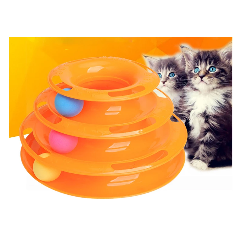 Hot Selling Interactive Eco-Friendly PP Plastic Cat and Dog Toy Set Funny Circle Track with Moving Balls Custom Logo Pet Toys