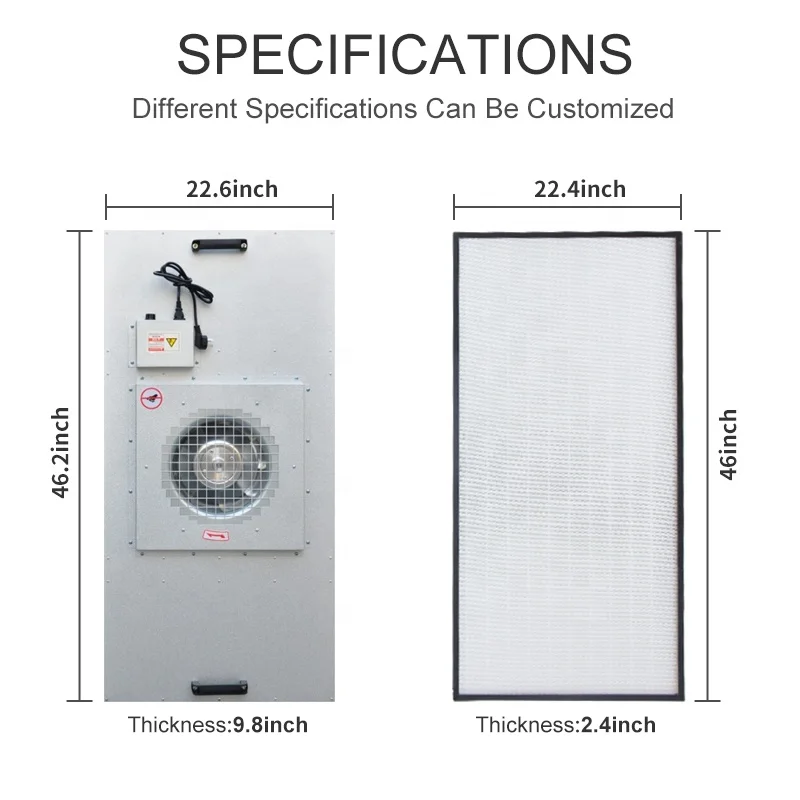 Customized Laminar Flow Hood Air Purifier FFU Clean Room Hepa Fan Filter Unit