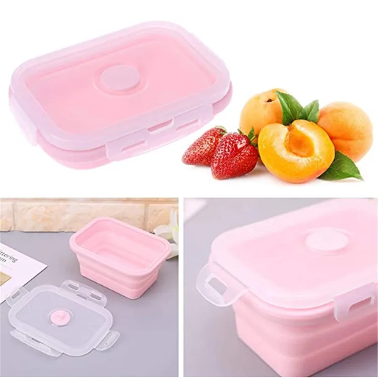 Set of 4 BPA Free Airtight Plastic Lids Small and Large Collapsible Meal Prep Container Silicone Food Storage Containers