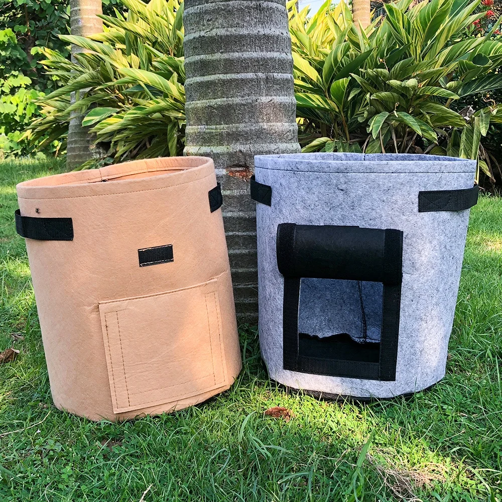 Садовый горшок для выращивания саженцев нетканый материал посадки картофеля 7 галлонов фетровый мешок с откидным