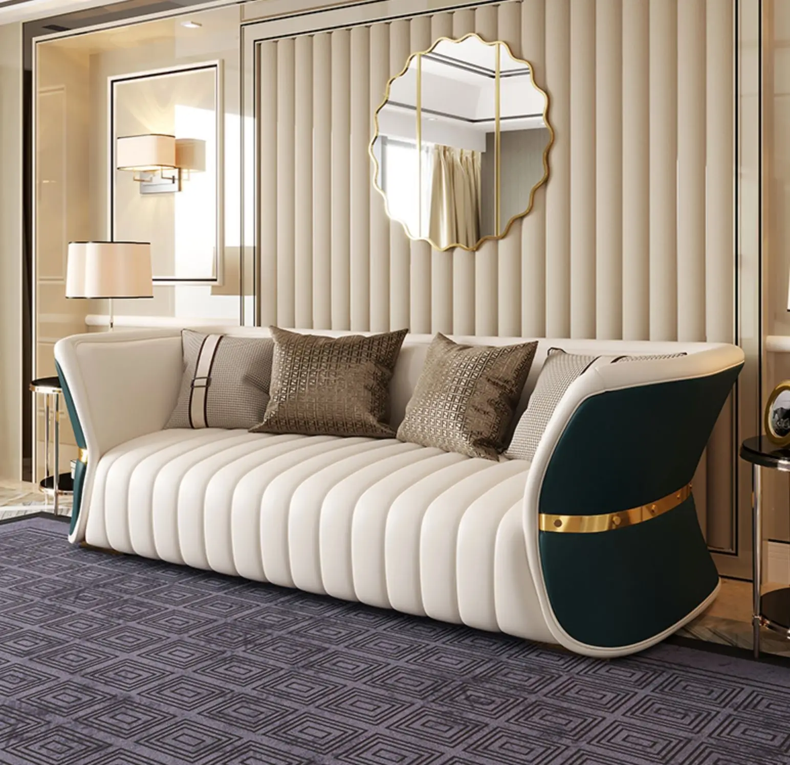 Leather Couch White Sofa High End Luxury Modern Upholstery Sofa Living Room Set