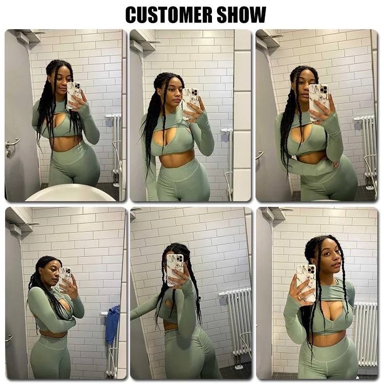 2022 High Quality Yoga 3 Piece Gym Fitness Set Sexy Activewear Long Sleeve Crop Top and High Waist Yoga Pants Seamless Yoga Set