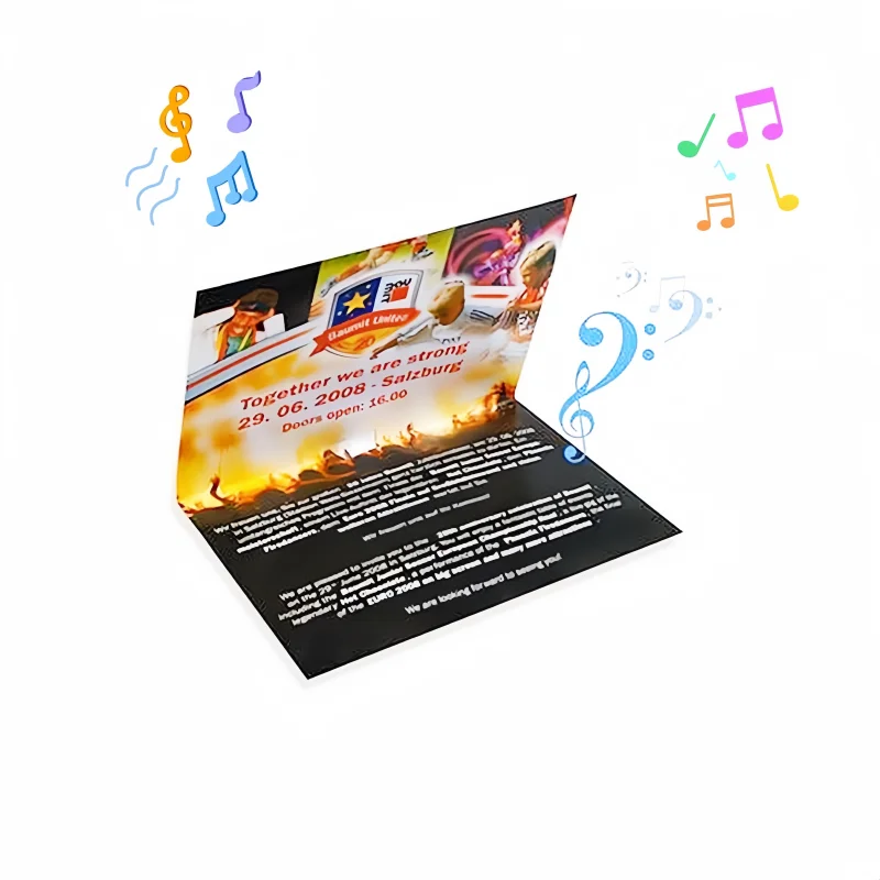 High quality pre-recorded musical greeting card sound invitation card audio paper card with custom printing