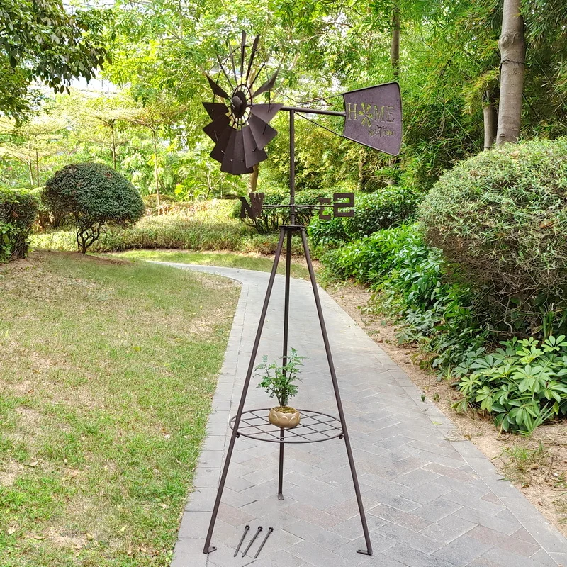 metal wind spinner for outdoor in garden ornaments 3d Metal Windmill