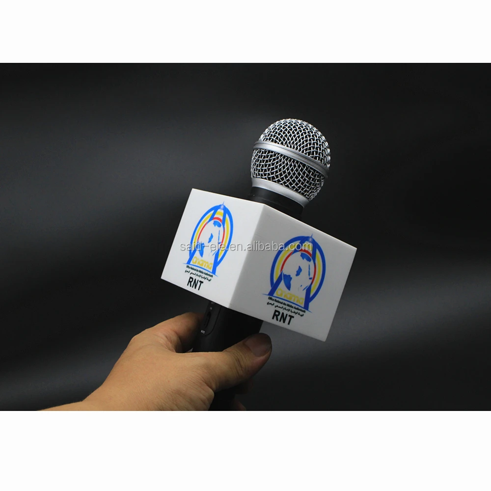 Arabian TV mic flag with custom logo printed microphone foam windscreen for outdoor TV interview