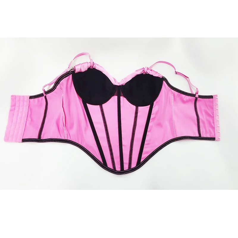 Satin Strap Party Crop Top Hook and Eye Back Outfits Corset Fashion Bustier Sexy Corset Top