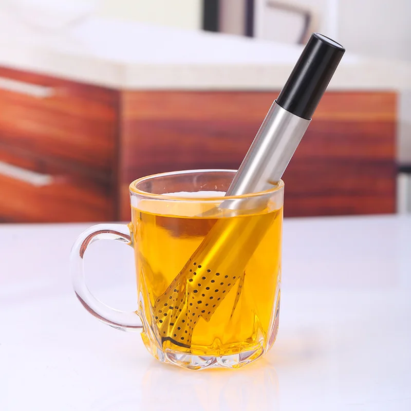 Wholesale 304 stainless steel metal fine mesh loose leaf tea tool diffuser filter sticker infuser pipe strainer