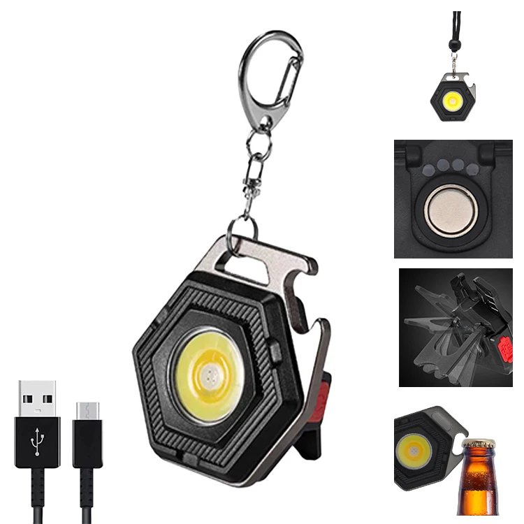 Mini LED Working Light Portable Pocket Flashlight USB Rechargeable Key Light Lantern Camping Outside Hiking COB Lantern